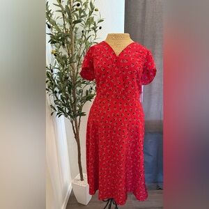 Draper James Red Puff Sleeve V-Neck Sundress